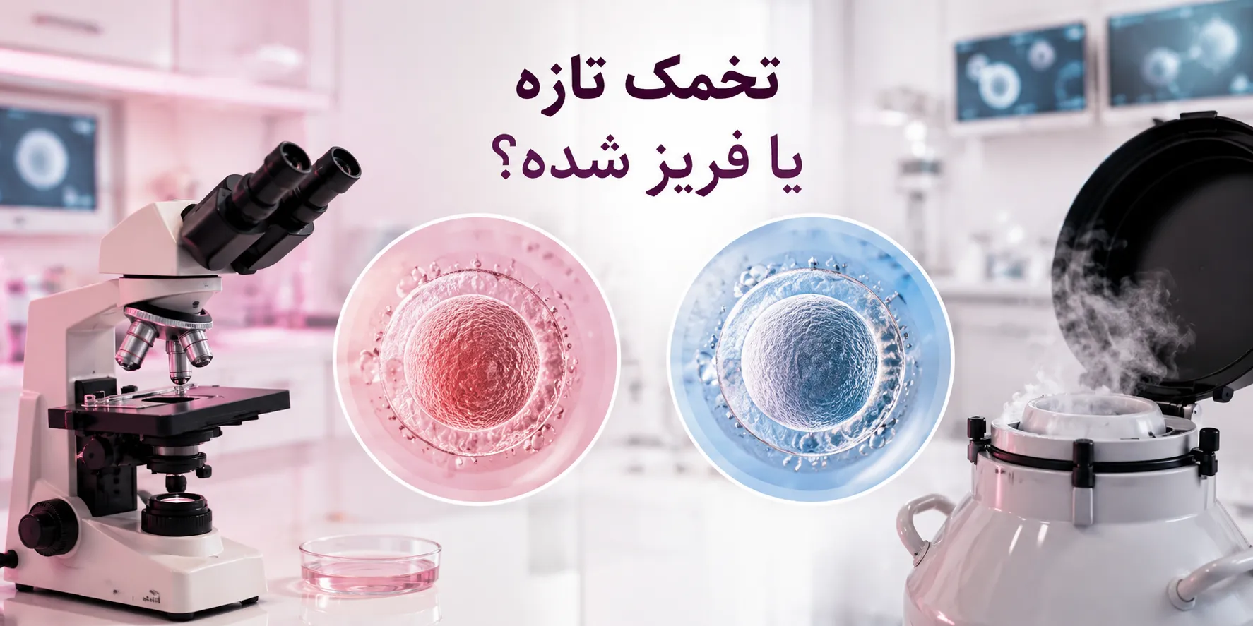 فضای پزشکی مدرن برای بررسی تفاوت تخمک تازه و فریز شده